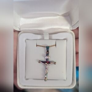Multicolor Crucifix Pendant Necklace